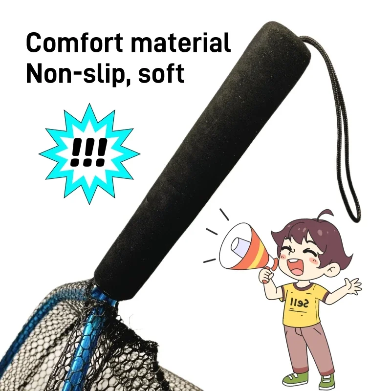 Redes de pesca de goma con asas cortas: redes de pesca portátiles de aleación de aluminio, red de aterrizaje liviana para un fácil transporte - imagen 4