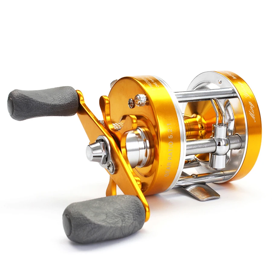 Carrete de pesca de Baitcasting CL40 totalmente metálico 5,2: 1 freno centrífugo de mano izquierda/derecha para señuelos pequeños freno doble dorado - imagen 2