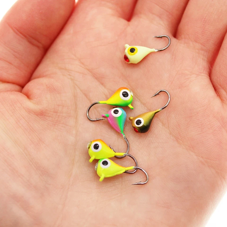 WALK FISH 6 uds/1 Juego 15mm 1,1g 6 colores anzuelo de pesca en hielo anzuelo de plomo señuelo cebo de Metal Mini anzuelo de pesca en hielo desequilibrado cebo biónico - imagen 4