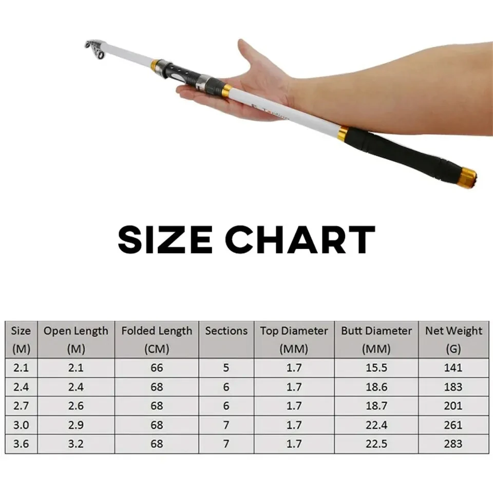 Caña de pescar de carpa de 2,1 m, caña de fundición rígida telescópica de fibra de carbono FRP para pesca con caña, equipo deportivo al aire libre - imagen 2