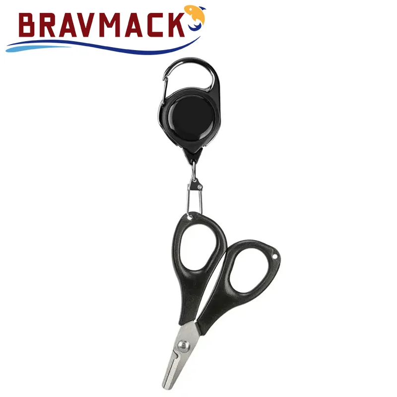 Tijeras de línea trenzada de pesca, tijeras de línea de pesca con soporte retráctil para insignia, accesorios, tijeras de pesca