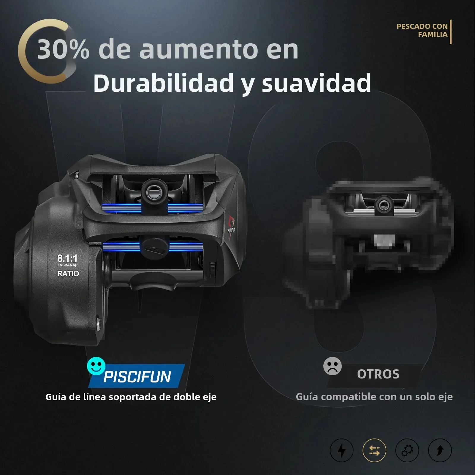 Carrete de pesca Piscifun Torrent II 100 Baitcasting 9kg arrastre de fibra de carbono 6,6:1/8,1: 1 frenado magnético ligero 191g carrete de pesca de fundición - imagen 3