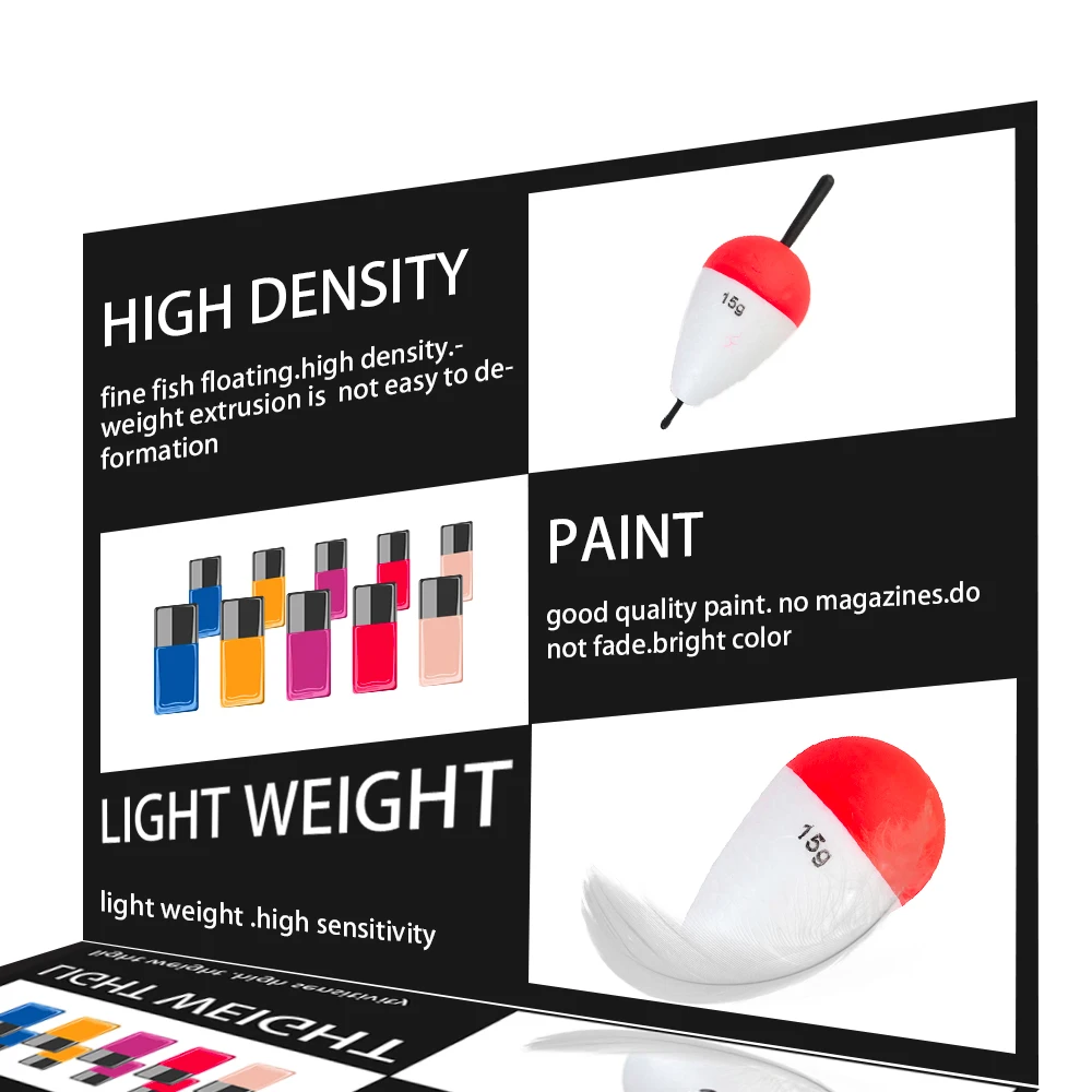 FTK-flotador de corcho de espuma dura, 15g, 10 piezas, ovalado, agua dulce, Carpa, Trucha, pesca Vertical en línea - imagen 5