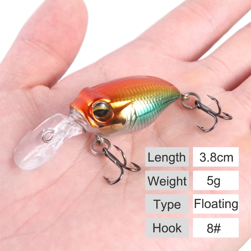 Cebo duro Luya Griffon flotador, superficie de cebo ABS poco gordo, corbata de Diamante Negro 3,8 con placa de lengua, 5g/6062 cm, 1 pieza - imagen 5