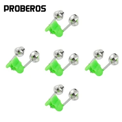 5 uds alarmas de mordedura de pesca caña de pescar campana abrazadera punta Clip campanas anillo ABS verde accesorio de pesca campanas de Metal al aire libre