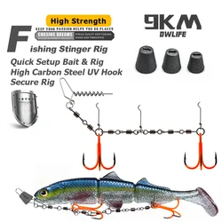 Plataforma de pesca depredadora con anzuelo triple doble, 9KM, con aguja roscada recta/ángulo para Lucio, pesca en hielo almizclada