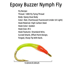 Bimoo Bead Head Epoxi Fluorescente - Mosca ninfa emergente para trucha