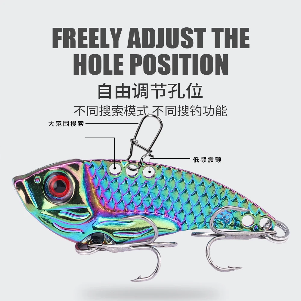 Juego de cebo falso Micro VIB Lua, cebo de placa de hierro, perca cosida, lentejuelas, tiro lejano, Kill, Cascabel completo - imagen 3