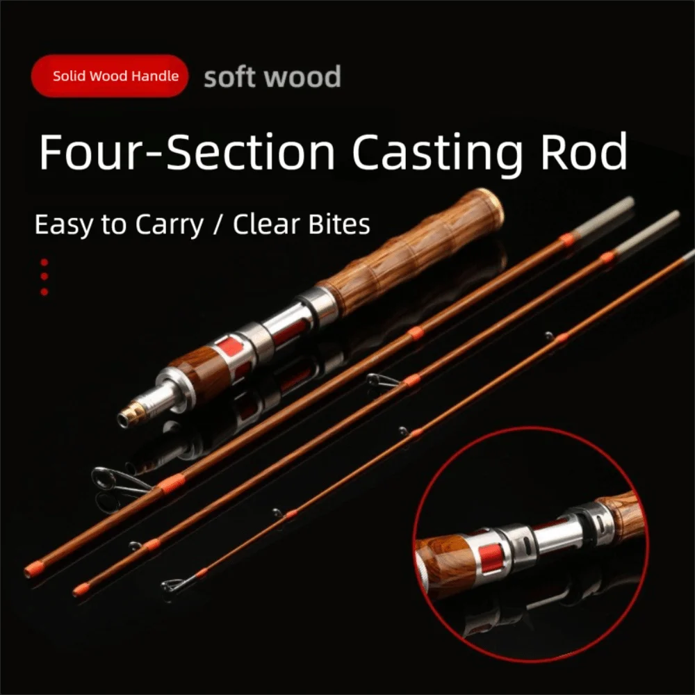 Caña de pescar giratoria de 1,4 m, caña de pescar de fibra de carbono de 4 secciones, potencia UL para estanque de depósito de lago y río - imagen 5