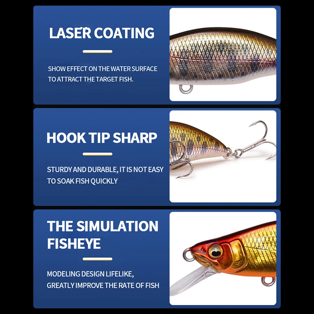 Señuelo de pesca de 6,4 cm y 7,6g, cebo duro Artificial de hundimiento rápido, Jerkbait, Swimbait, curricán, trucha, lubina - imagen 5