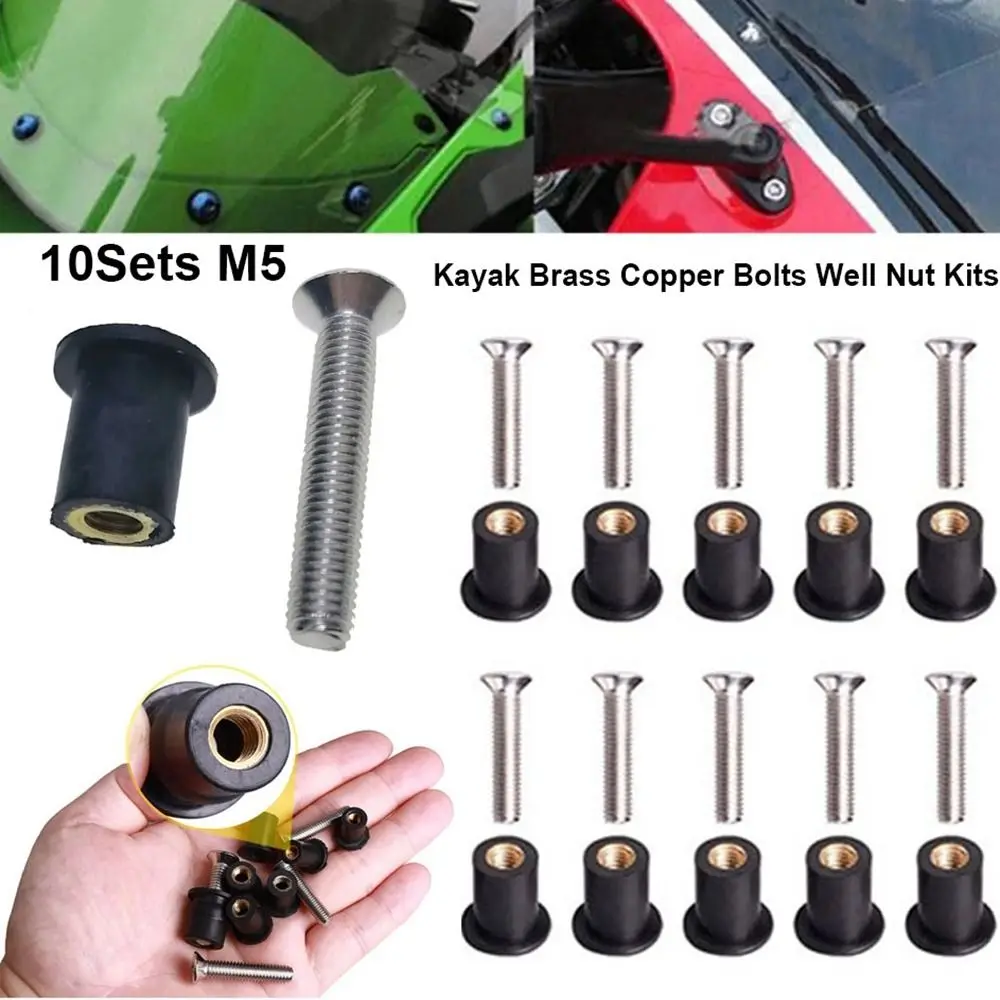 10 juegos nuevos con tornillos de acero inoxidable M5 tuercas de pozo de neopreno piezas negras accesorios tuercas de pozo de goma Kit de tuercas de pozo para exteriores - imagen 3