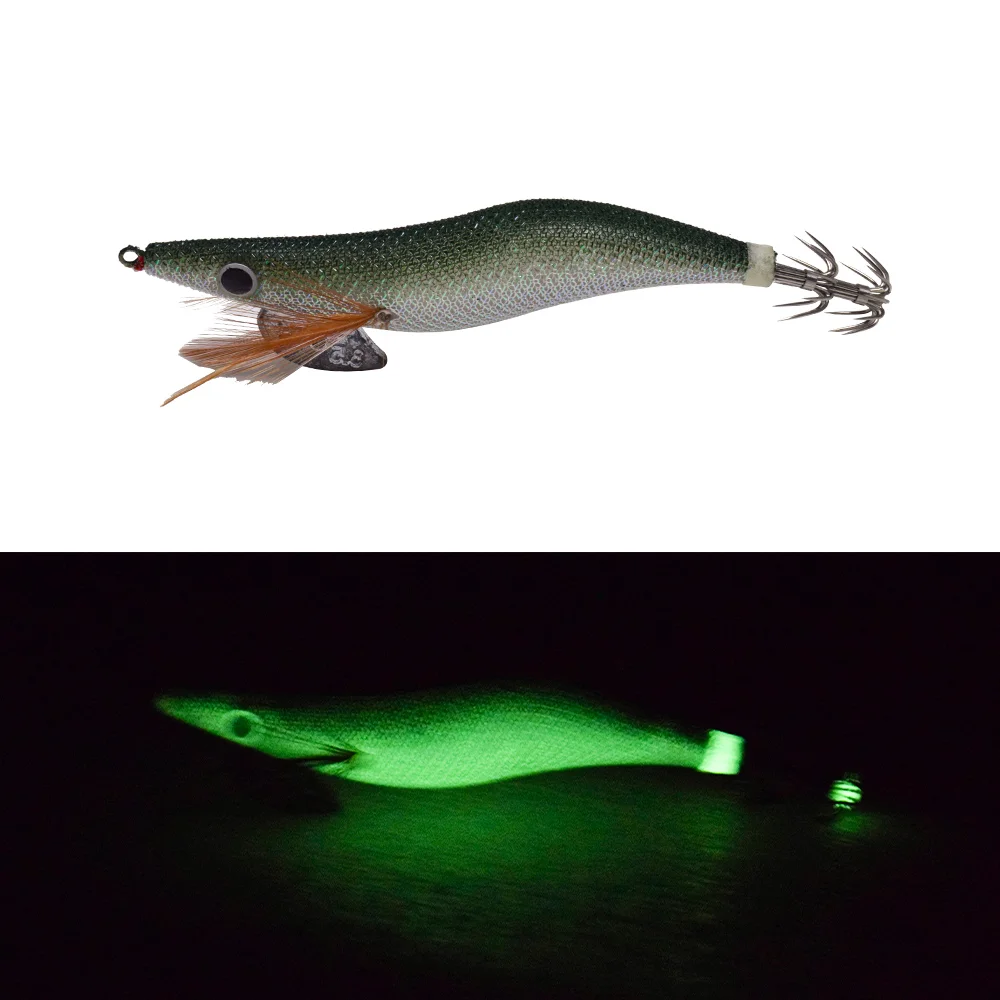 Camarón luminoso de madera, 4 modelos de cebo de Pesca de Mar simulado, anzuelo de calamar fuerte de doble capa, nuevo, 1 unidad - imagen 5
