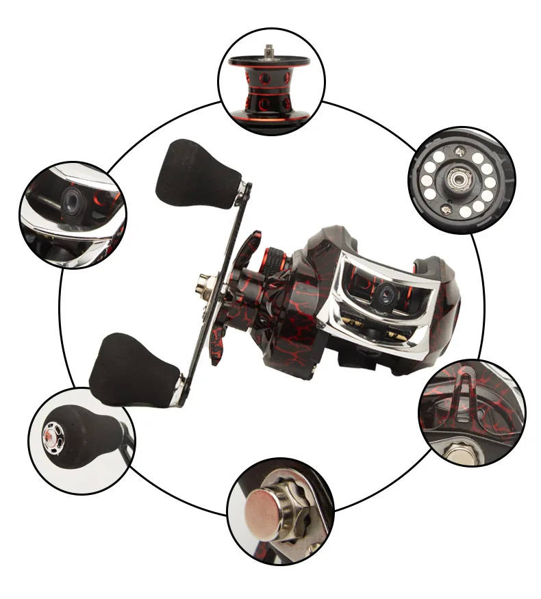 Carrete de pesca Baitcasting grande y nuevo, relación de engranaje 7,1: 1, carrete de pesca con arrastre máximo de 8KG, juego ligero Baitcaster, carrete de fundición de pesca - imagen 4