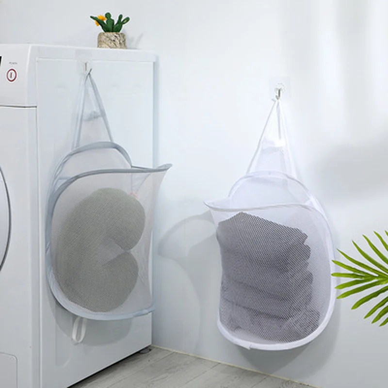 Cesta de lavandería transpirable plegable portátil, cesta de ropa sucia montada en la pared, cesto de lavandería para baño, organizador de lavandería - imagen 4