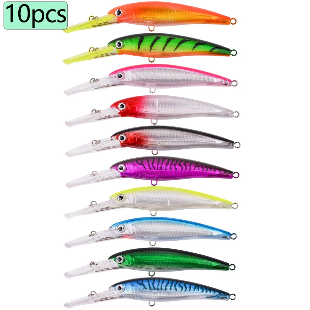 10 Uds 32g 50g 75g Señuelos de pesca flotantes cebo de pececillo de fundición larga señuelos de mar de agua salada cebo duro Minnow para aparejos de pesca de lubina