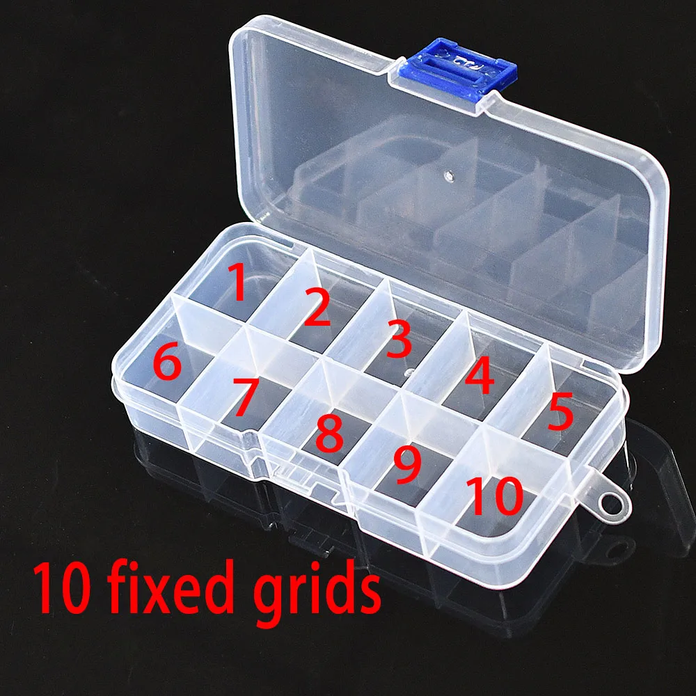 MNFT caja de aparejos con 10 compartimentos, señuelos, ganchos, cuentas, estuche de almacenamiento, accesorios de pesca, cajas transparentes - imagen 3