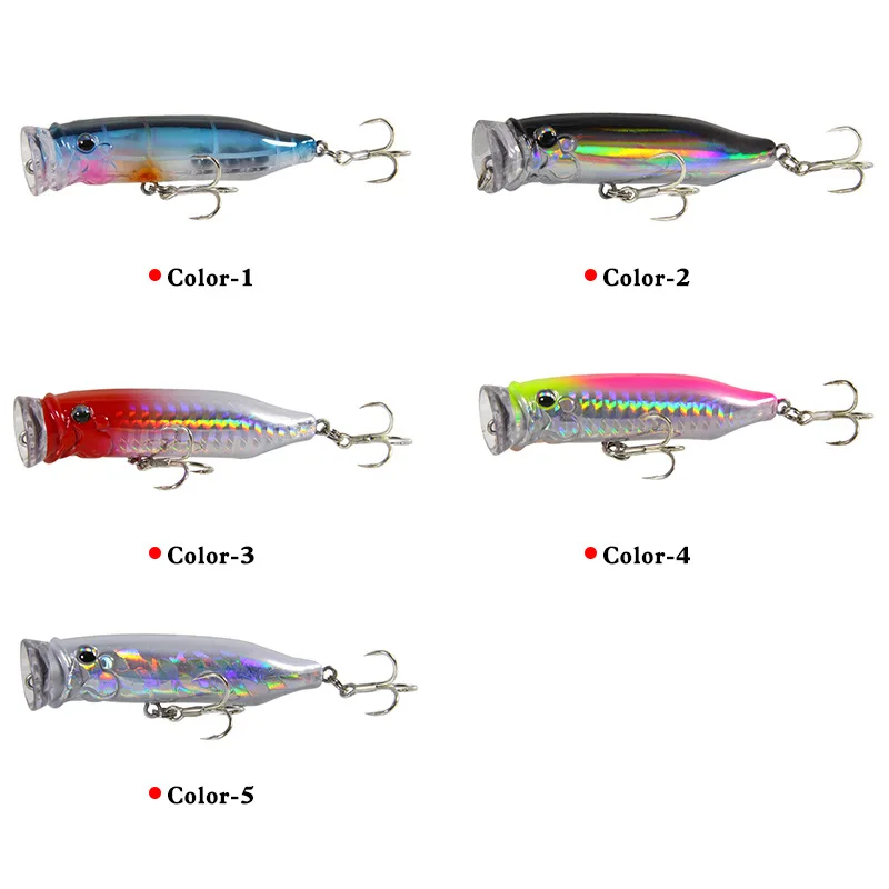 Popper-Señuelos de Pesca flotantes artificiales, cebo duro Topwater, 7cm/9,4g, Wobblers, ojos 3D, artículos de aparejos de pesca para accesorios marinos - imagen 4