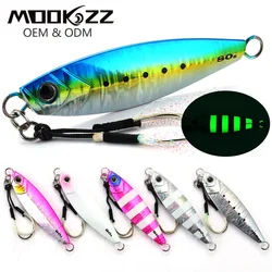 MOOKZZ-señuelo de pesca de jigging lento, anzuelo largo de Metal fundido, 20g, 30g, 40g, 60g, 80g, para barco de aguas profundas
