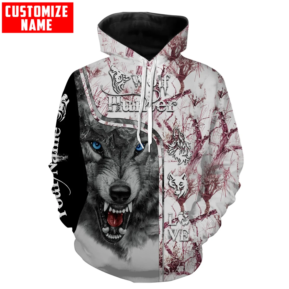 KJ970 Sudadera de pesca con capucha – Estampado 3D lobo