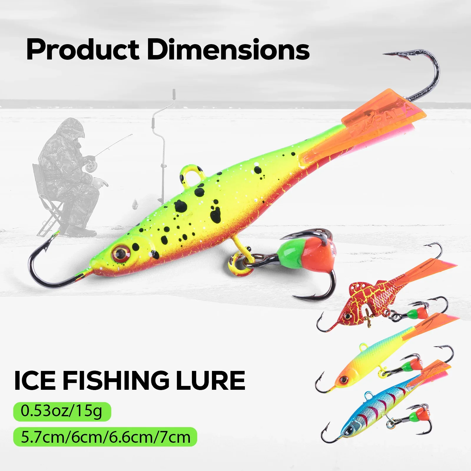 Goture-señuelo de pesca en hielo para invierno, Jigging, 15g/5,7-7cm, cuchillas de acero inoxidable, plantilla de equilibrio de vibración, Wobbler para lubina, perca - imagen 2
