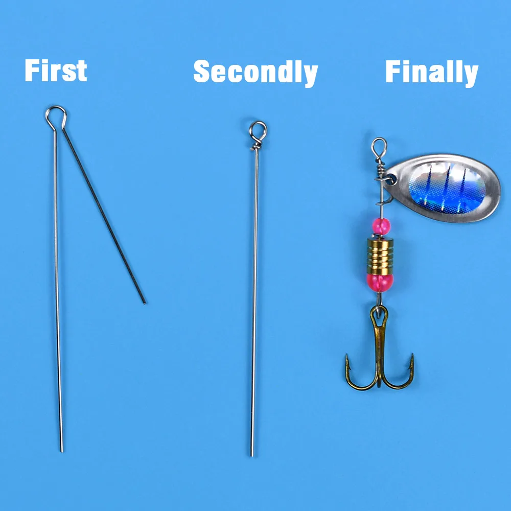 20 piezas/40 Uds. De alambre de acero de lentejuelas giratorias de 80mm, señuelo de pesca DIY, cuchillas de cuchara giratoria, accesorios de gancho de cebo Artificial - imagen 5