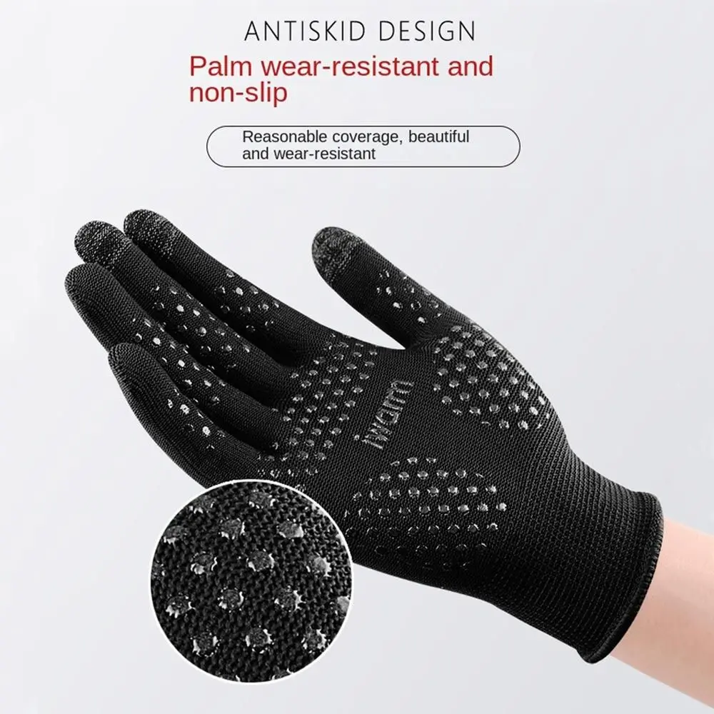 Guantes gruesos de felpa para otoño e invierno, manoplas con dedos completos para deportes al aire libre, guantes de lana tejidos para pantalla táctil, guantes deportivos para ciclismo - imagen 2