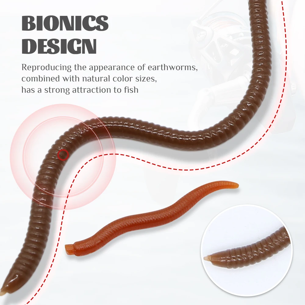 Cebo blando de lombriz de imitación con aroma a camarones, cebo blando con señuelo de gusano de sangre. Adecuado tanto para pescar en agua dulce y salada. - imagen 2