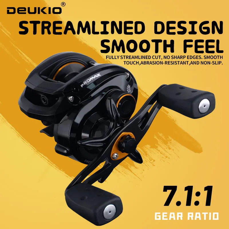 Carrete DEUKIO Baitcasting 7,1: 1 relación de engranaje arrastre máximo 8kg carrete de Metal carrete de pesca para pesca de carpa de agua dulce y salada - imagen 3