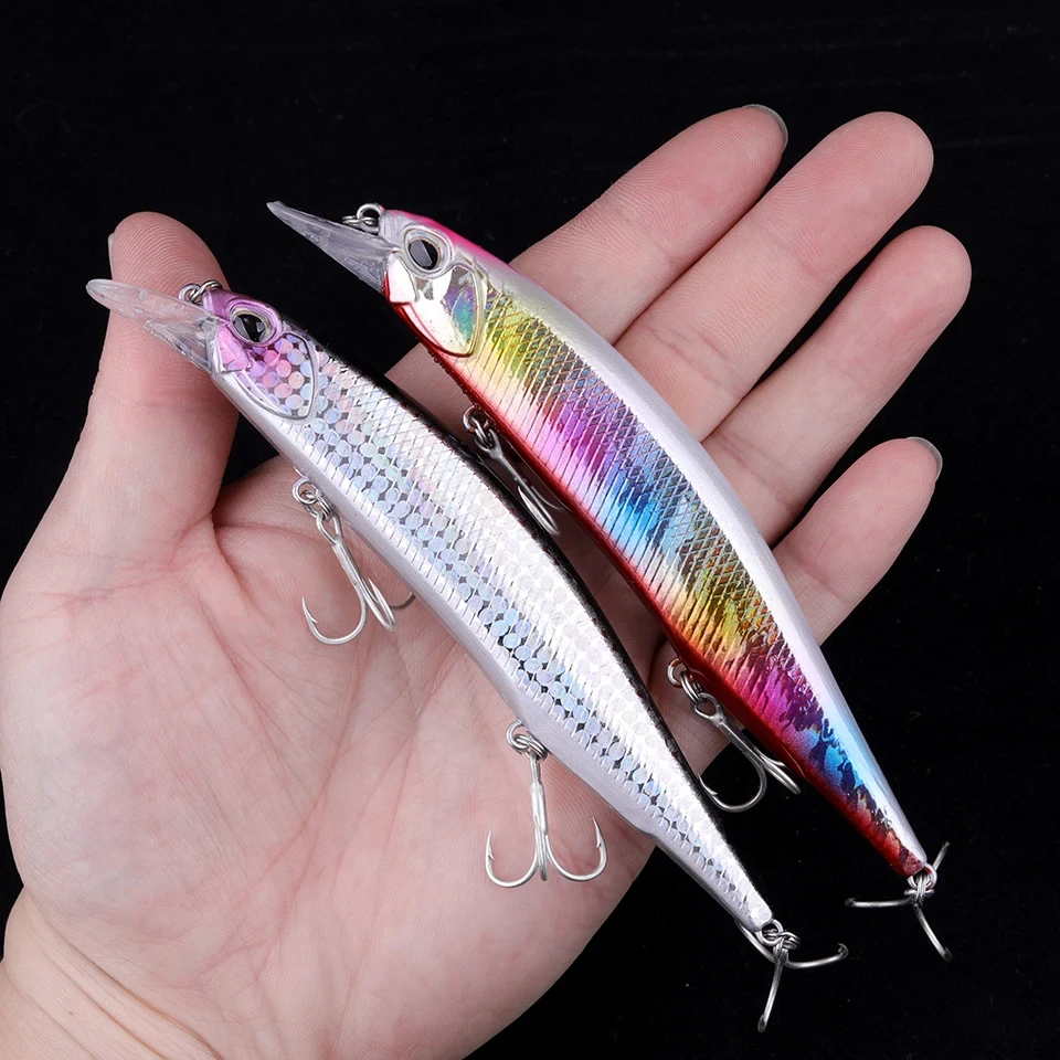 WALK FISH Señuelos de Pesca de pececillos artificiales, ojos 3d, cebos duros flotantes, aparejos de Pesca de mar de carpa, 13cm, 19g - imagen 2