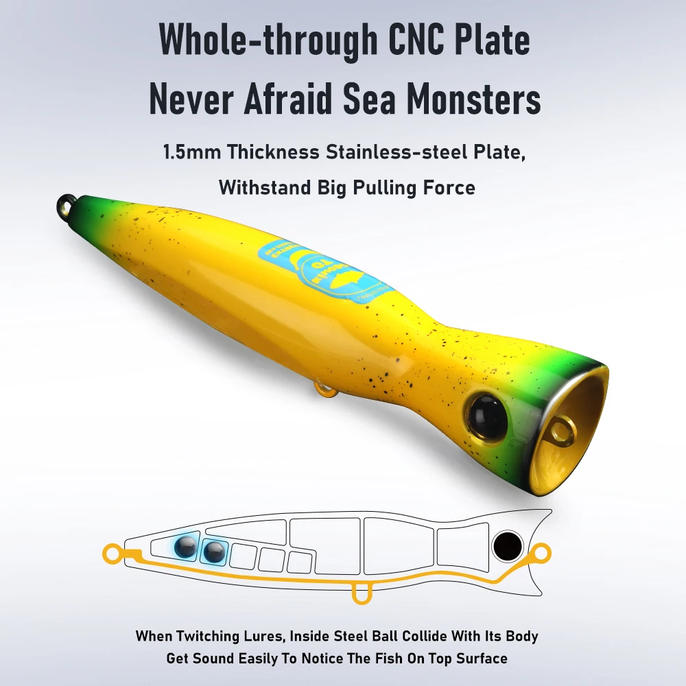 Kingdom GT-señuelo de pesca Popper Topwater, 60g, 85g, 160mm, 185mm, atún de agua salada, pez azul, barco de mar Artificial, cebo duro para pesca - imagen 5