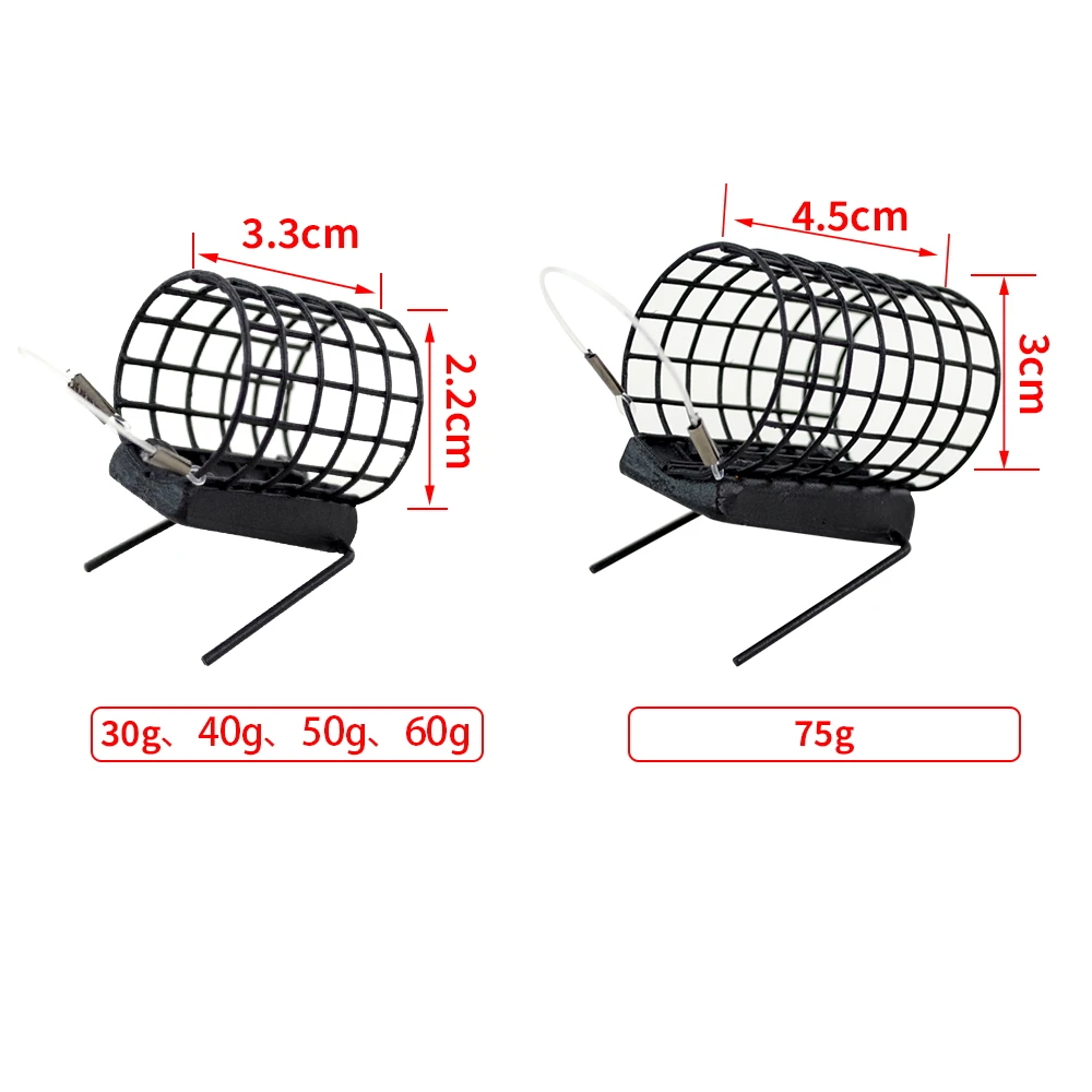 Jaula de alimentador de pesca de carpa, accesorios de aparejos de pesca redondos, alimentadores de Metal Barbel de fósforo grueso, 30g, 40g, 50g, 60g, 75g, 10 piezas - imagen 4