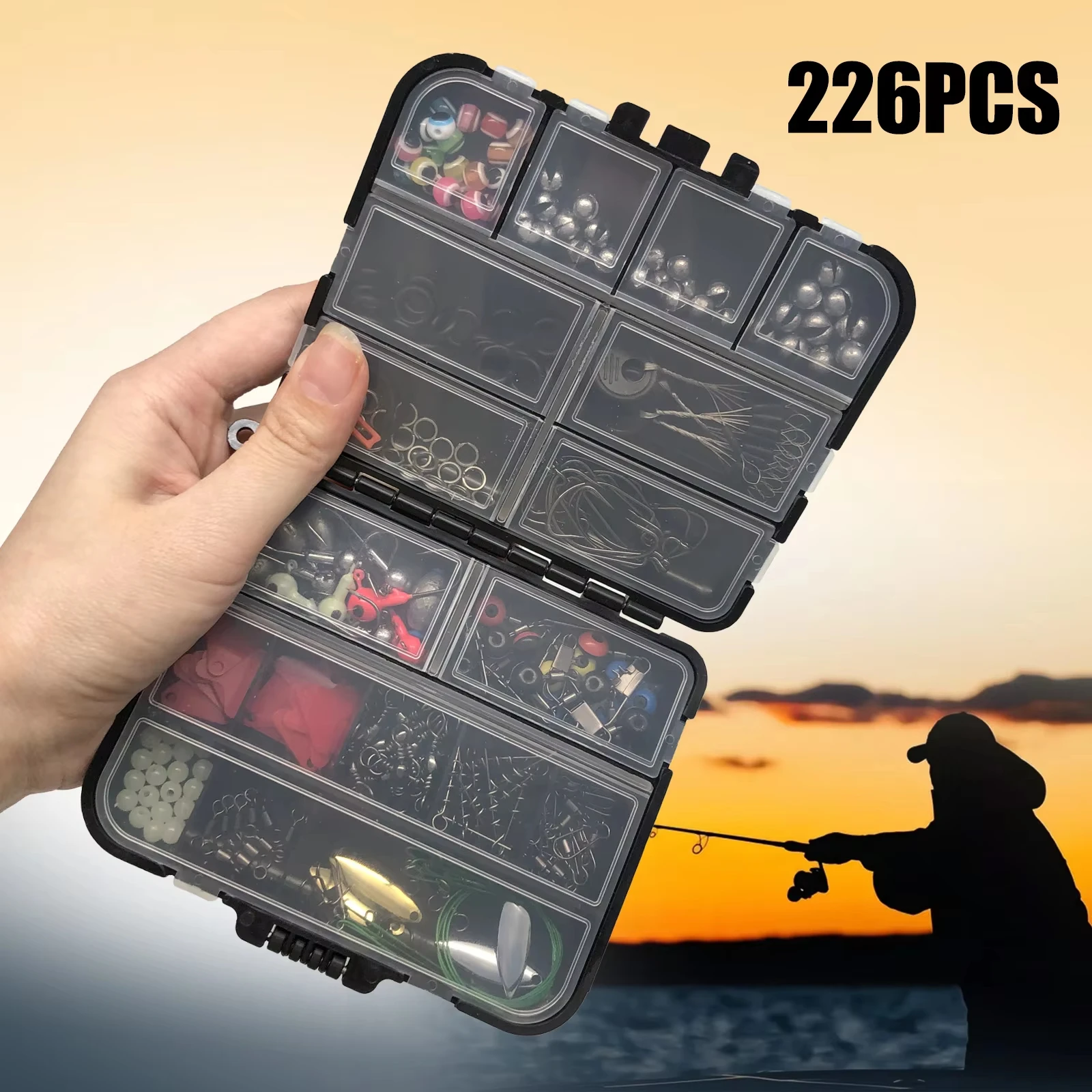 Kit de pesca profesional con caja de aparejos, ganchos giratorios para lubina, trucha, pesca en agua salada, juego completo de señuelos, 170-410 Uds. - imagen 4