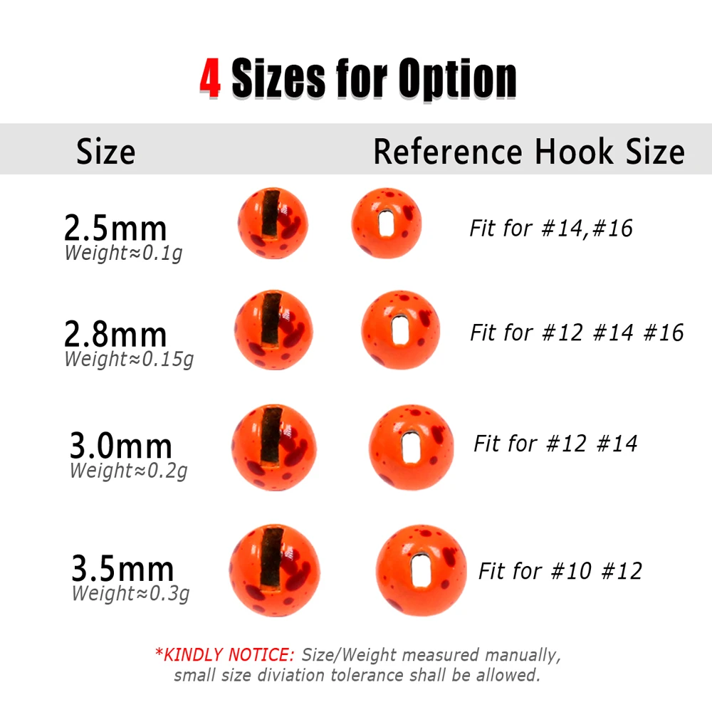 Wifreo, 20 piezas, 2,5mm ~ 3,5mm, cuentas ranuradas, plantilla manchada, Material para atado de moscas para anzuelo, ninfas húmedas, serpentina, Señuelos de Pesca de trucha - imagen 3