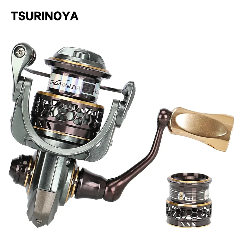 TSURINOYA Jaguar 1000 2000 3000 carrete doble de fundición larga rodamiento de acero inoxidable pesca Spinning carrete de lubina agua salada - imagen 2