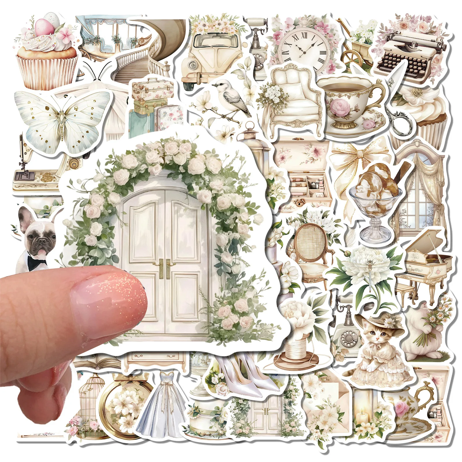 50 Uds. De pegatinas de grafiti de estética de arte Retro blanco, bricolaje, teléfono, guitarra, portátil, maleta, taza, pegatina impermeable, juguete para niños - imagen 5