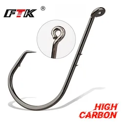 FTK Anzuelos circulares para carpa – Acero al carbono con púas grandes