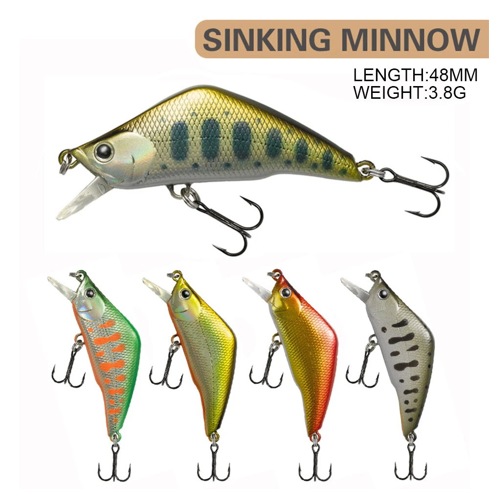 4,8 cm 3,8g señuelo de pesca Micro Minnow Wobbler TIM48S hundimiento cebo duro Artificial Jerkbait Swimbait Mini flujo trucha cebo para lubina - imagen 3