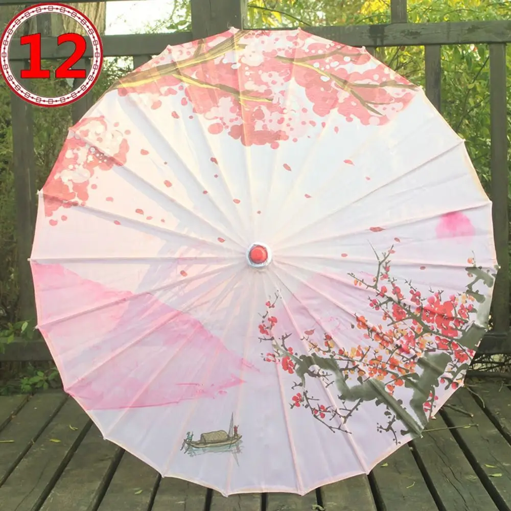 Parasol Decorativo Seda Estampada 56cm – Flores Cerezo con Borla - imagen 5