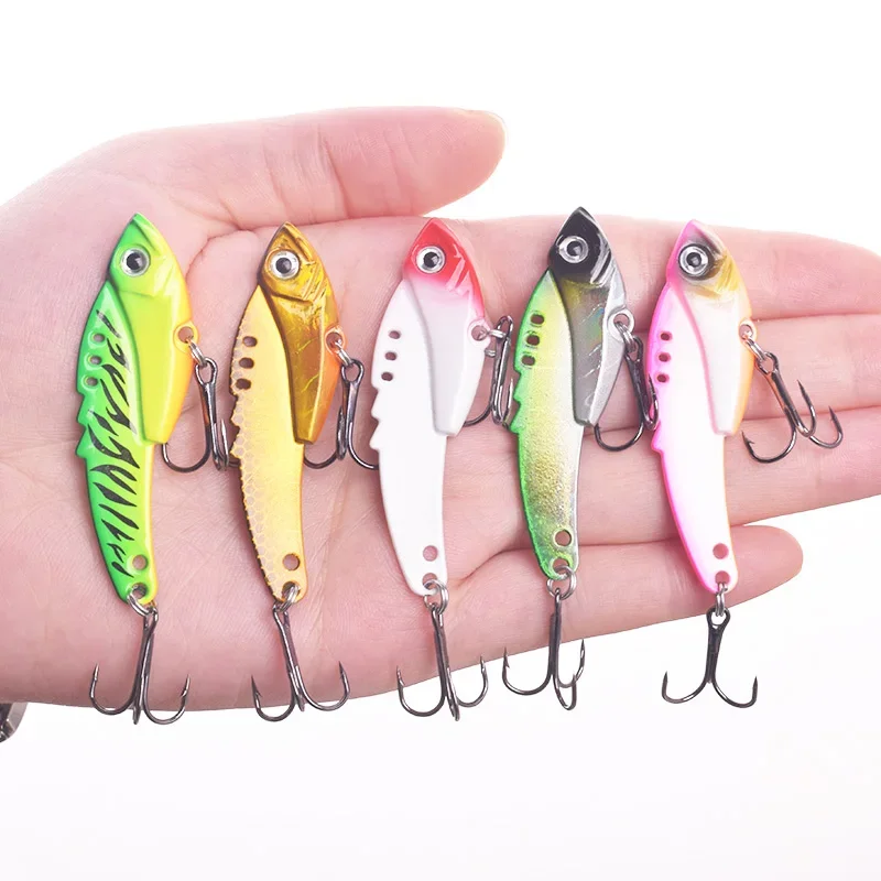 Señuelo de hoja VIB de Metal para invierno, 5,5 cm, 13g, ojos 3D, lápiz, cuchara, Spinner, equilibrador, Señuelos de pesca, cebo duro, aparejos de lubina con gancho, 1 ud. - imagen 4