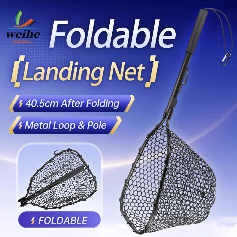 WEIHE 1 pieza de red plegable 17 #   Empuñadura EVA de bolsillo de malla de silicona de 40,5 cm