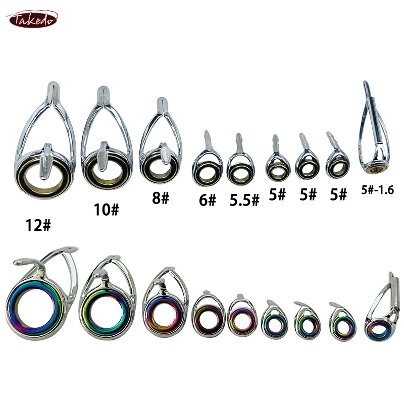 TAKEDO TN18 9 Uds. Anillos de cerámica de acero inoxidable con luz de fundición, Kit de reparación de guías de varilla, accesorios de repuesto para pesca - imagen 2