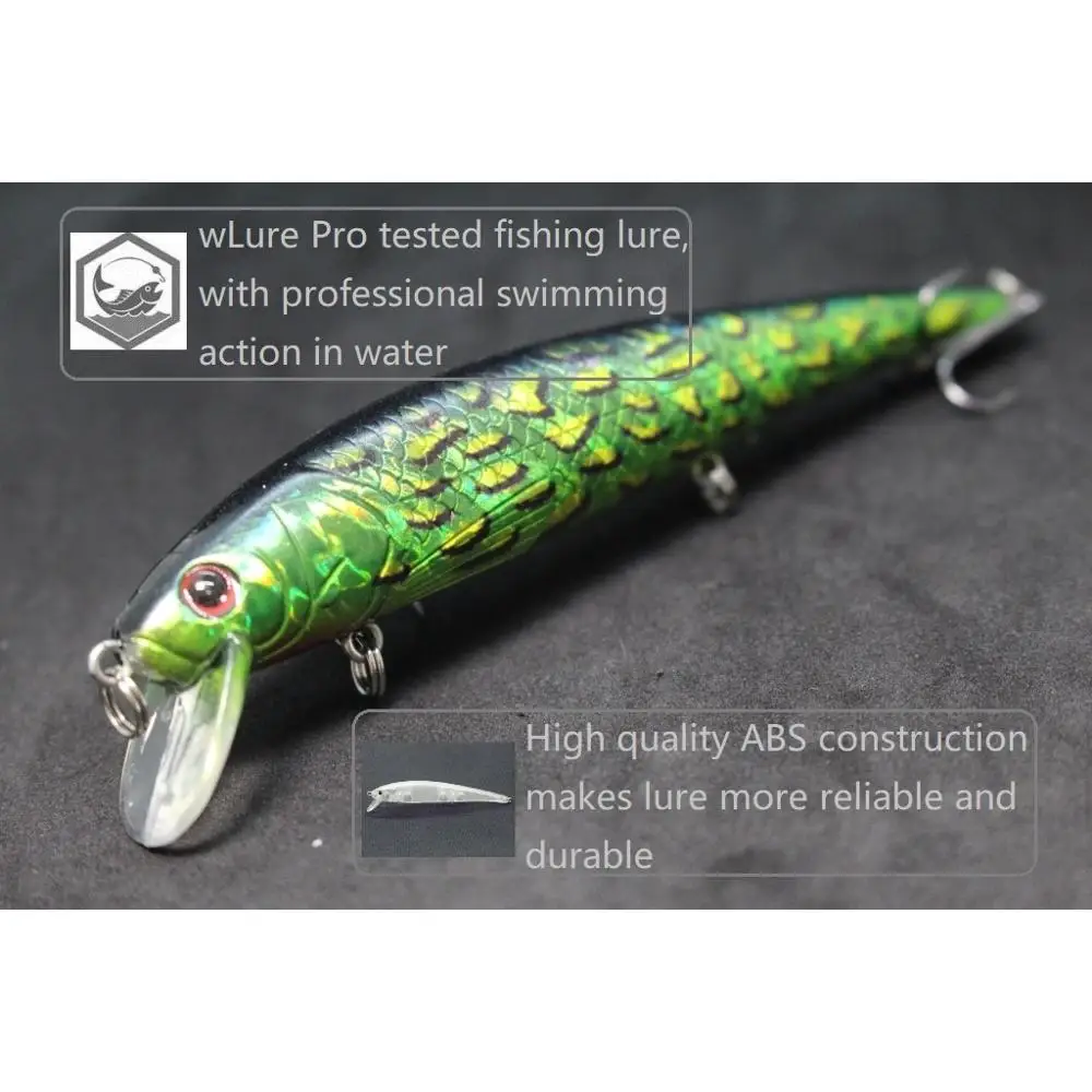 WLure Jerkbait señuelo de pesca 12cm 18g Minnow Crankbait cebo duro pesca de carpa agua dulce mar señuelo falso pesca M509 - imagen 4