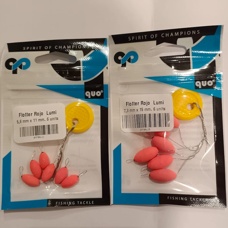 Flotantes Quo ovaladas luminiscentes rojas o rosas (Apestosas ) 15mm ,11mm ,8mm Especial competicion besugo,lubina,palometa,oblada