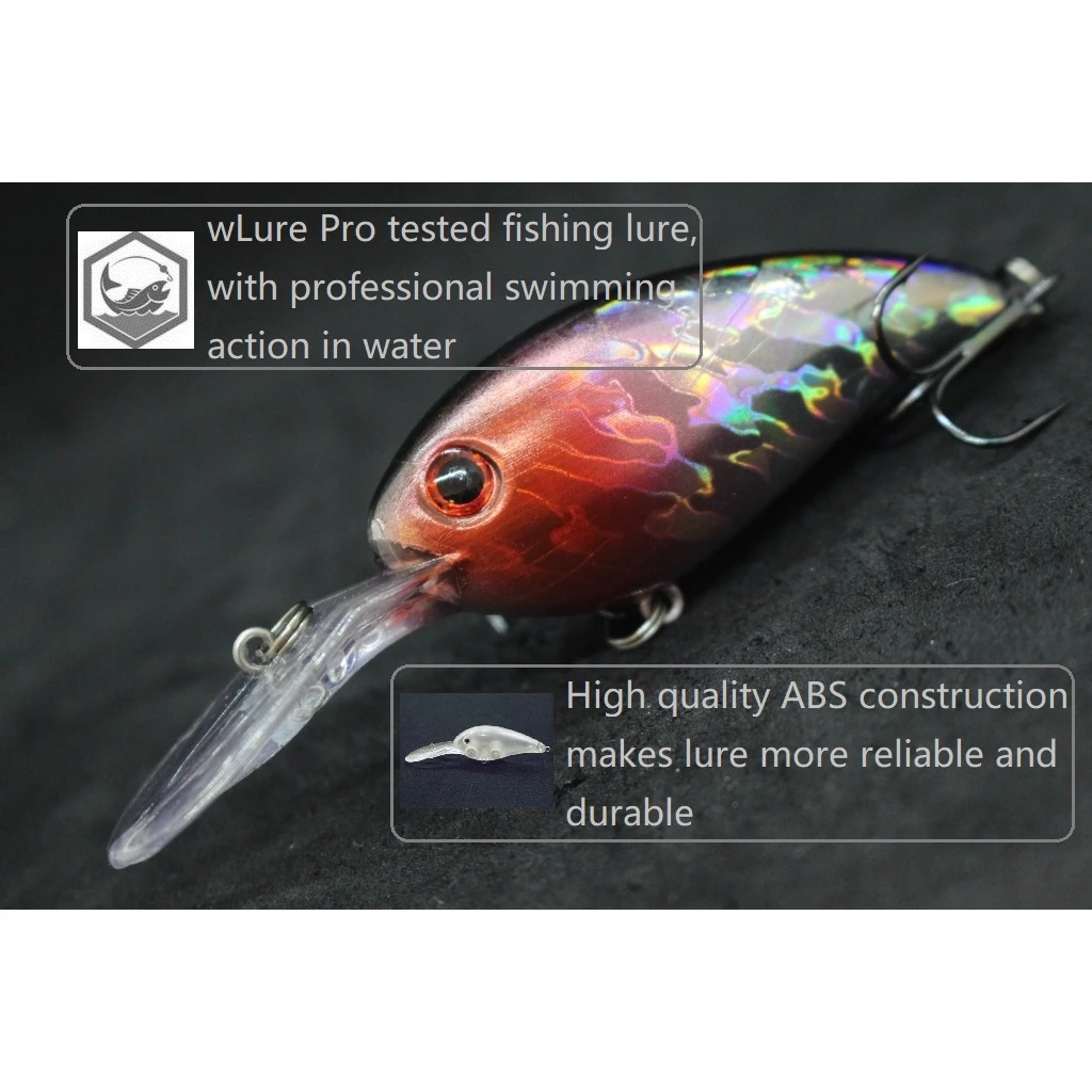 wLure Señuelo de pesca Crankbait 10 cm 15 g Buceo profundo Wild Wobble 2 # 4 ganchos de níquel negro más de 20 colores construcción ABS C55 - imagen 4