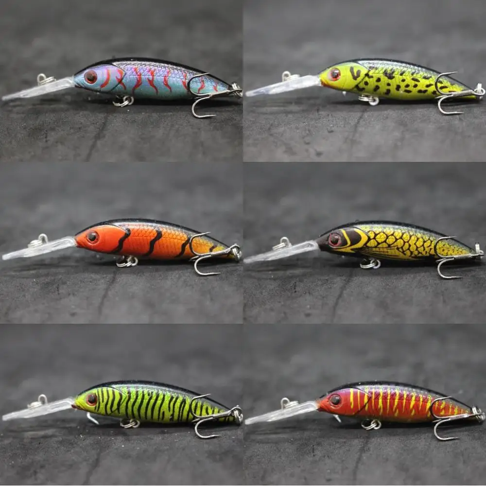 WLure Minnow Crankbait Señuelos de Pesca 4g 7,6 cm 2-3 metros buceo ligero lento cebo flotante para pesca de carpa tamaño 8 ganchos M514 - imagen 5