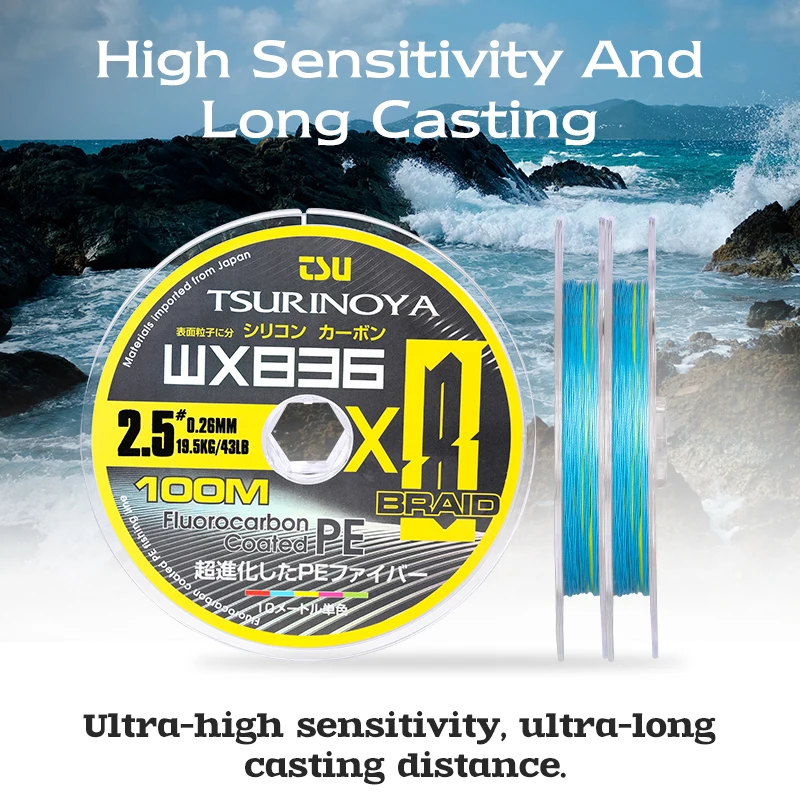 TSURINOYA-sedal de pesca de 100-1000m, línea de 25-37lb, 36 tejidos, 8 hebras, multifilamento suave y fuerte, PE, para pesca en agua salada - imagen 3