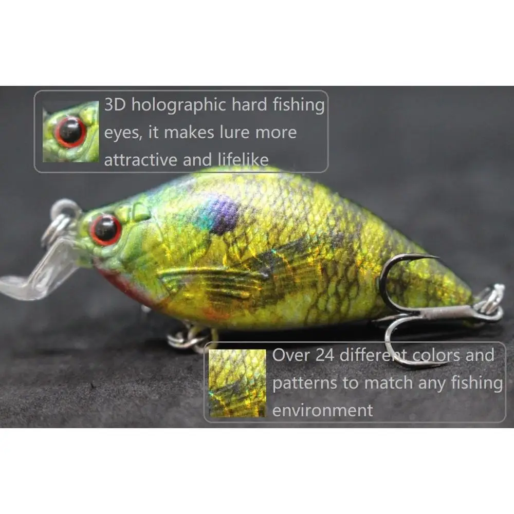 WLure-señuelo de pesca Wobbler, 6,4 cm, 8,6g, Crankbait, pintura de piel real, pequeño perfil ancho, forma de sábalo, cebo duro, anzuelo de alta calidad HC503 - imagen 3
