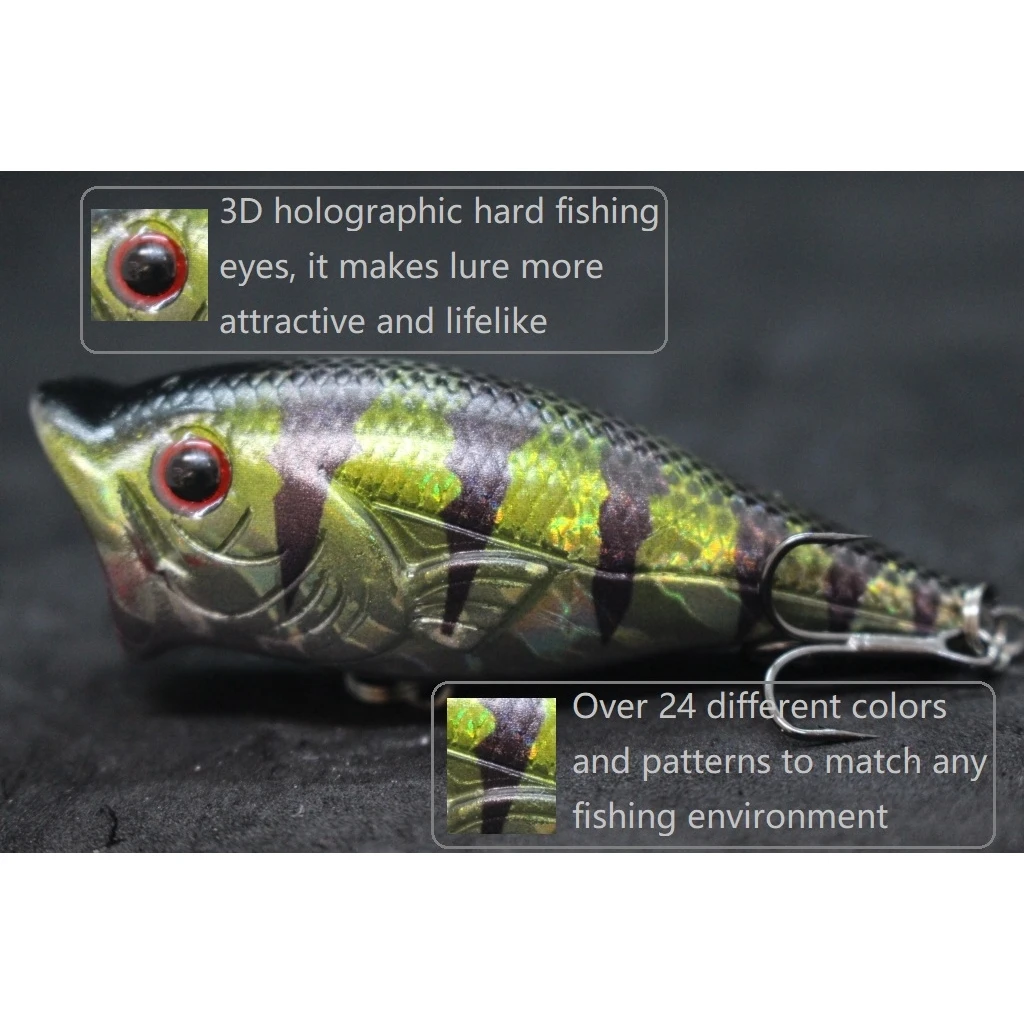 WLure-señuelo de pesca Popper Topwater, 6cm, 10,5g, Zigzag, para caminar, boca abierta grande, hace más salpicaduras de agua, agua dulce T626