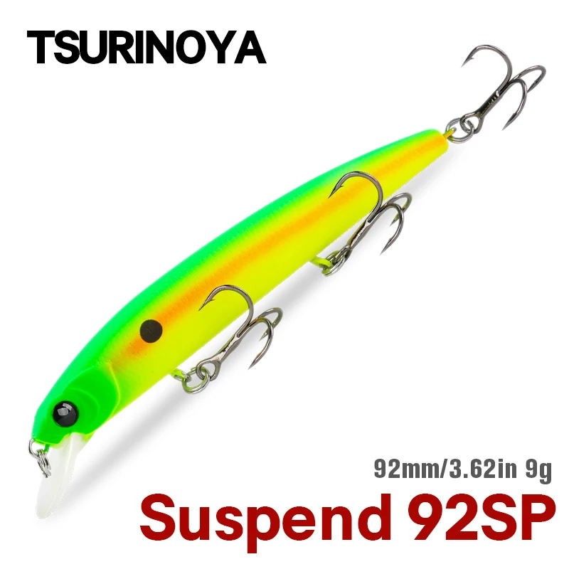 TSURINOYA 92SP señuelo de pesca de pececillo suspendido 3 anzuelos Pike cebo duro Artificial DW78 92mm 9g Jerkbait Wobbler aparejos de pesca - imagen 2
