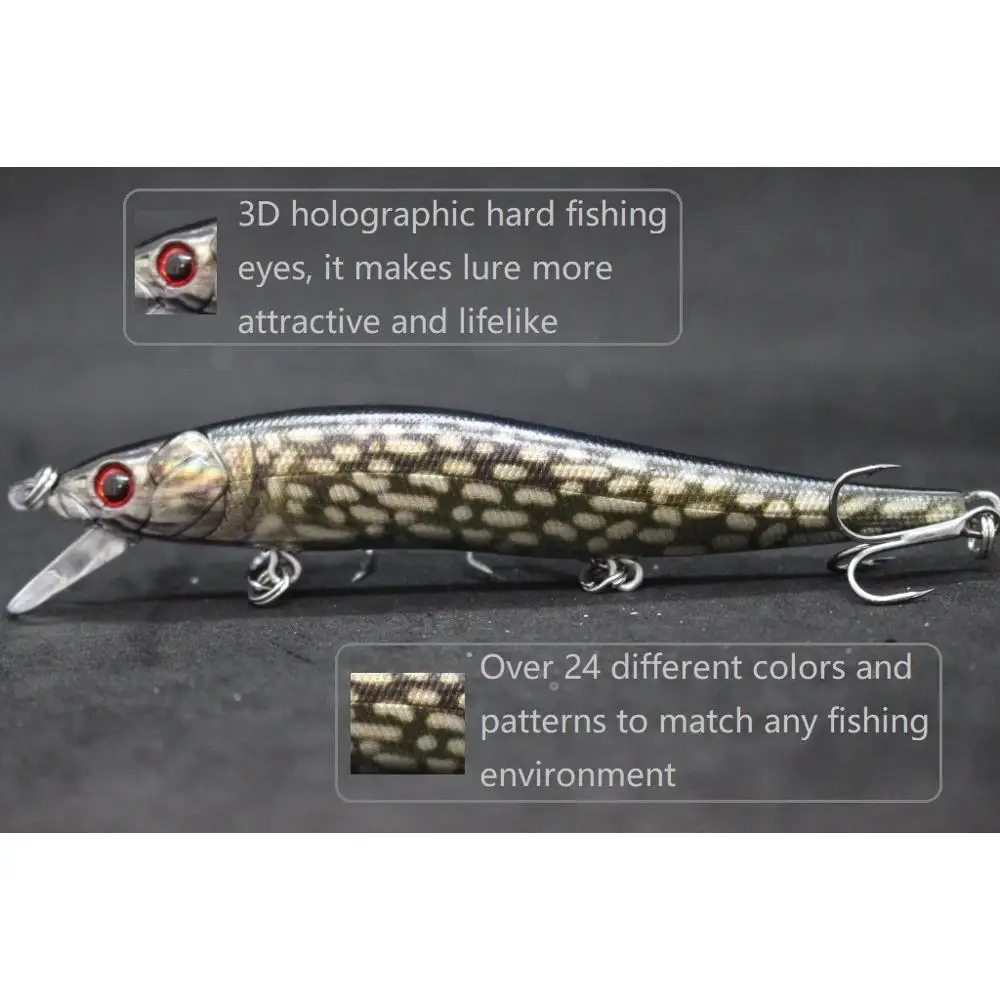 WLure-señuelo de pesca Minnow Crankbait, cebo duro ajustado, oscilante, hundimiento lento, Jerkbait, pintura realista de RealSkin HM262S - imagen 3